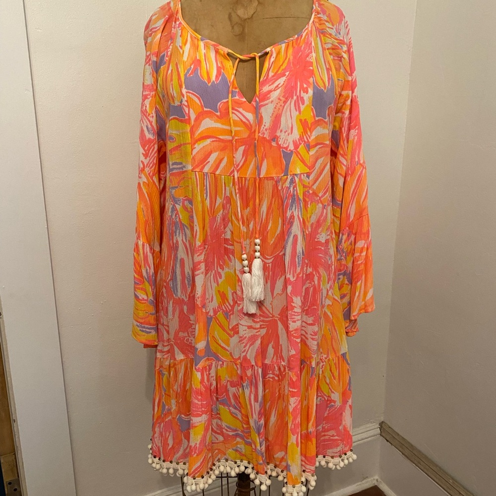 Lilly Pulitzer Pink and Orange Long Sleeve Dress - Picture 2 of 9